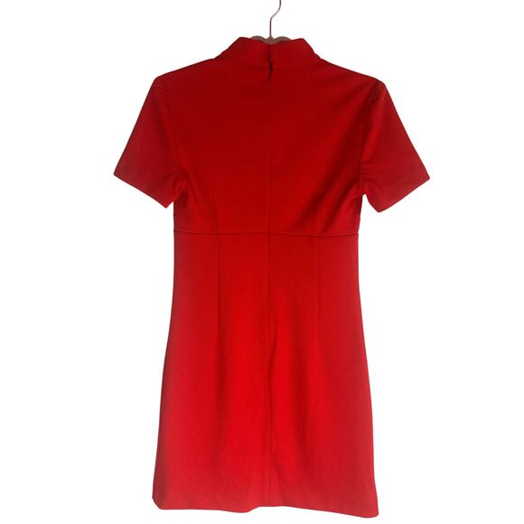 NWT Trina Turk Women's Cutout Mock Neck Mini Dress Short Sleeve Red Bodycon 4 - Picture 7 of 15